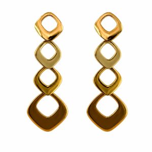 Pendientes Nerea de acero inoxidable dorados, diseño geométrico · D'Capricho