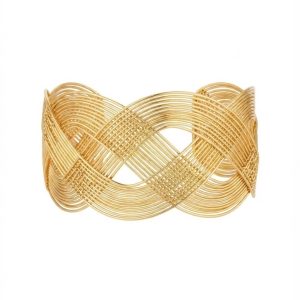 Brazalete Eclipse Dorado de filigrana geométrica en acero con baño de oro